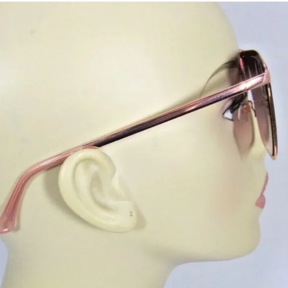 Jessica Simpson Rose Gold Metal Frame Square Shield Sunglasses Eyewear J6100 - Picture 14 of 14